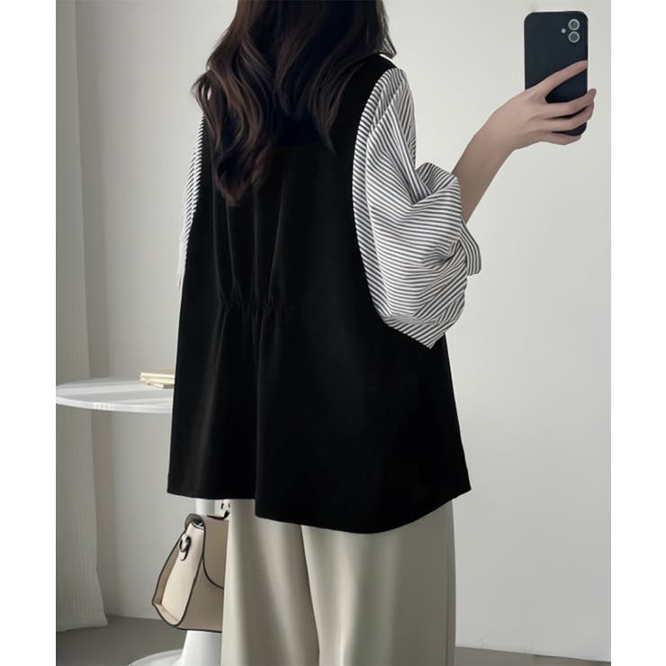 レディース大人カジュアル 韓国風チェック柄袖ドッキングブラウス ボリュームスリー… | SUNSHINE CLOSET | 詳細画像8 