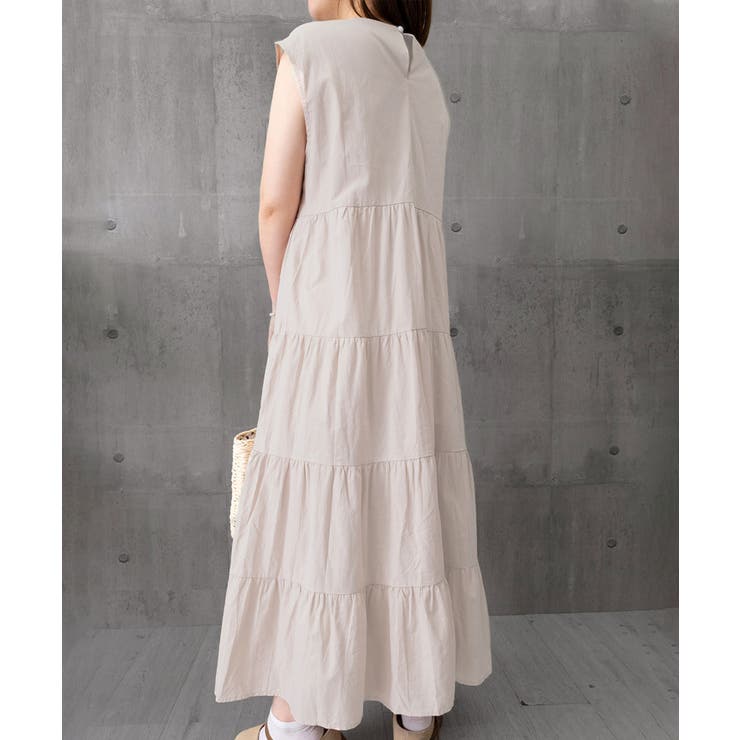 涼感フレアワンピース 体型カバー ギャザーノーカラー無地Aラインワンピ | SUNSHINE CLOSET | 詳細画像21 
