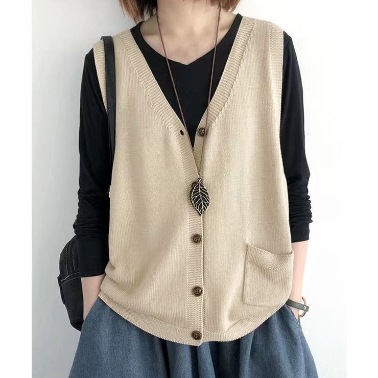 ニットベスト レディース 前開きチョッキ | SUNSHINE CLOSET | 詳細画像1 