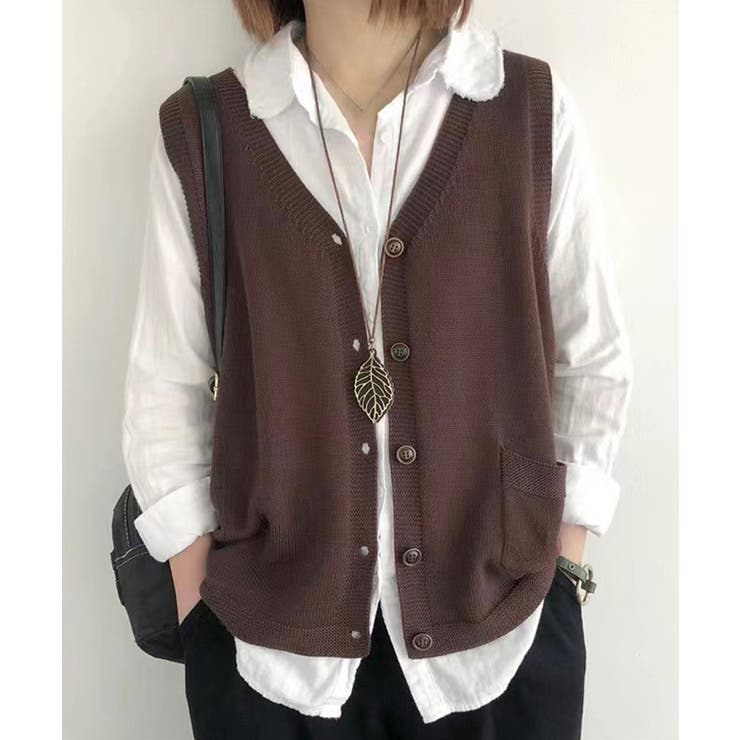 ニットベスト レディース 前開きチョッキ | SUNSHINE CLOSET | 詳細画像14 