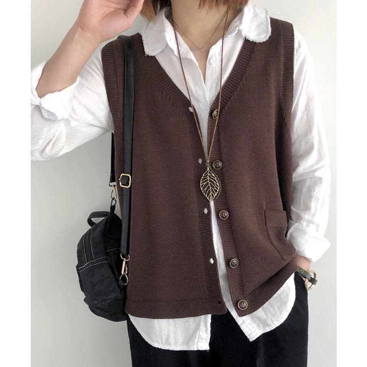 ニットベスト レディース 前開きチョッキ | SUNSHINE CLOSET | 詳細画像15 