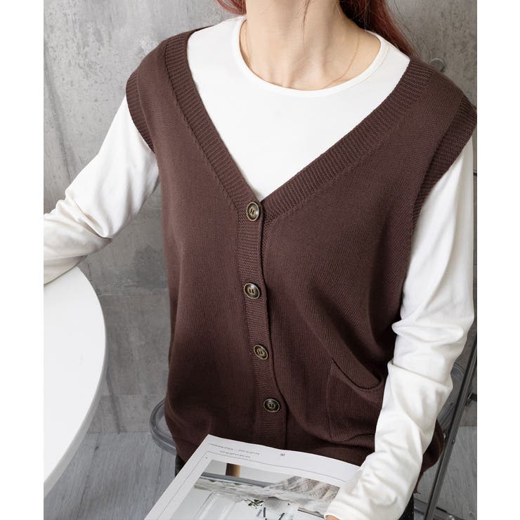 ニットベスト レディース 前開きチョッキ | SUNSHINE CLOSET | 詳細画像25 