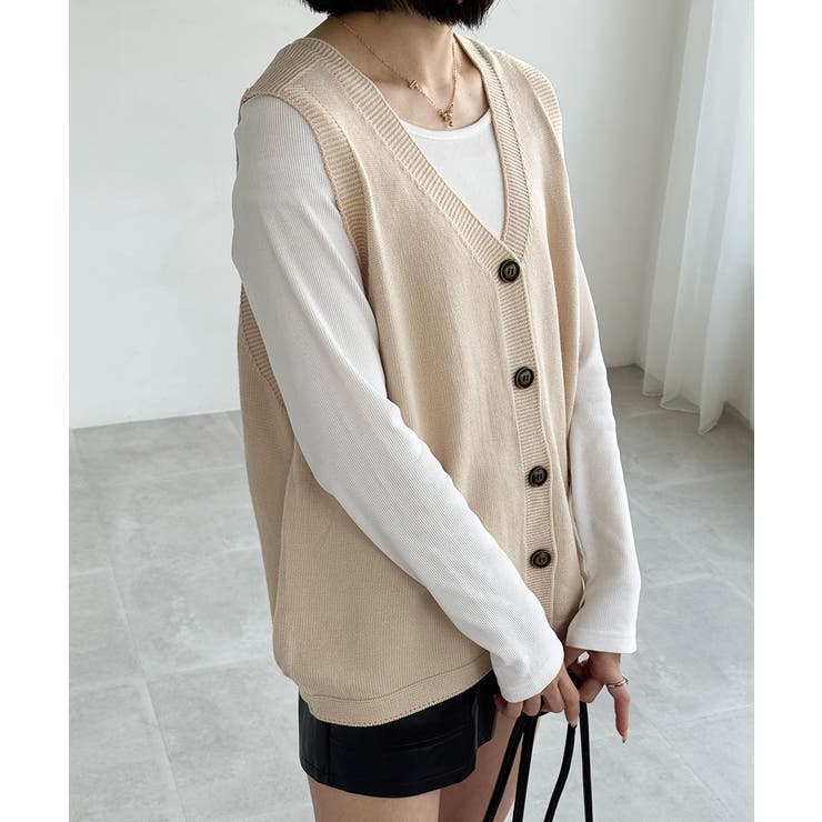 ニットベスト レディース 前開きチョッキ | SUNSHINE CLOSET | 詳細画像3 