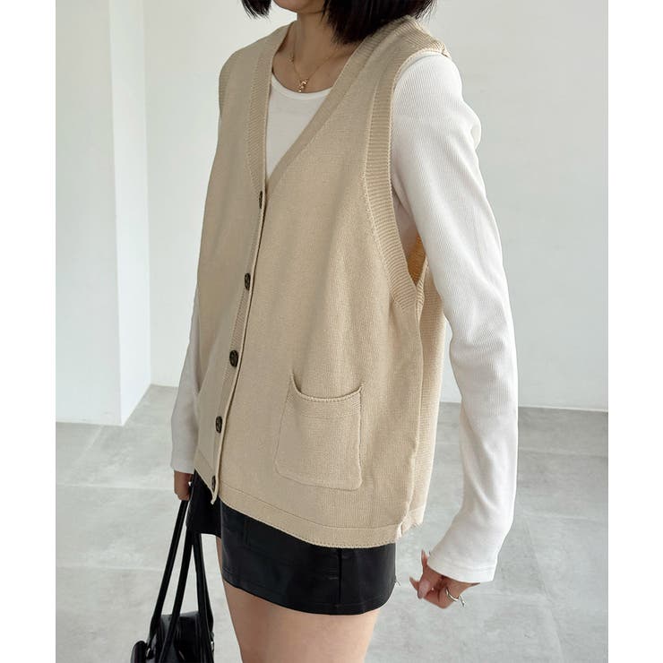 ニットベスト レディース 前開きチョッキ | SUNSHINE CLOSET | 詳細画像4 