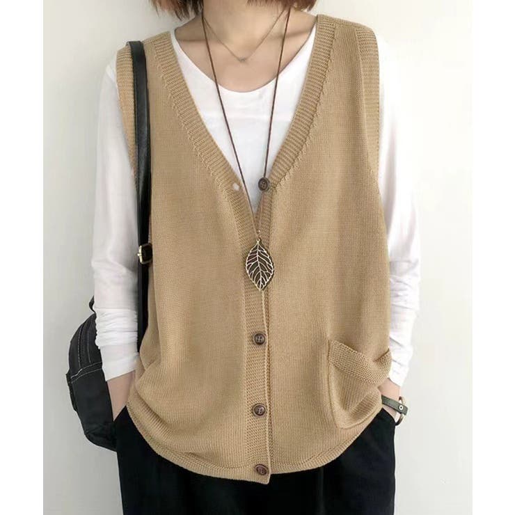 ニットベスト レディース 前開きチョッキ | SUNSHINE CLOSET | 詳細画像6 