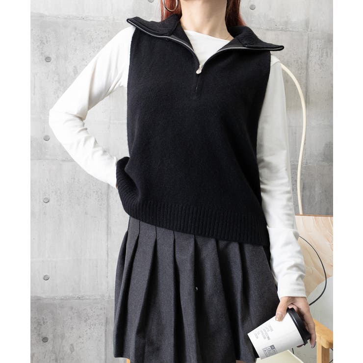 ハーフジップ ニットベストスタンドカラー | SUNSHINE CLOSET | 詳細画像15 