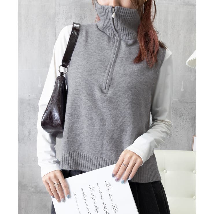 ハーフジップ ニットベストスタンドカラー | SUNSHINE CLOSET | 詳細画像16 