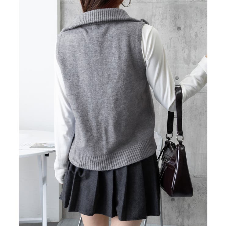 ハーフジップ ニットベストスタンドカラー | SUNSHINE CLOSET | 詳細画像18 