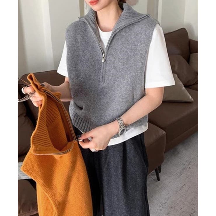 ハーフジップ ニットベストスタンドカラー | SUNSHINE CLOSET | 詳細画像5 