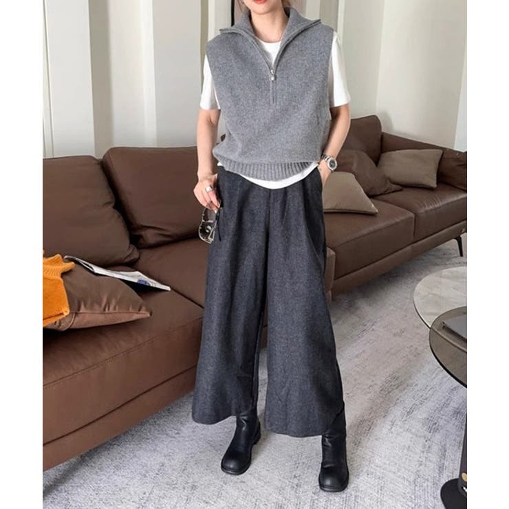 ハーフジップ ニットベストスタンドカラー | SUNSHINE CLOSET | 詳細画像6 