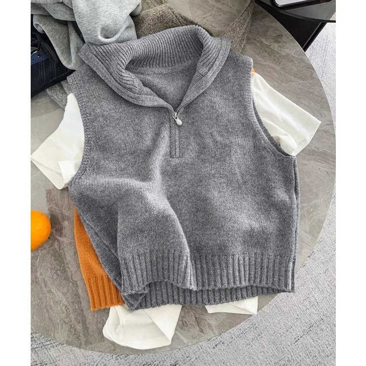 ハーフジップ ニットベストスタンドカラー | SUNSHINE CLOSET | 詳細画像7 