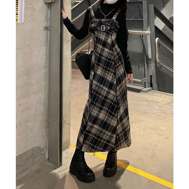 チェック柄サスペンダーワンピースベルト付 | SUNSHINE CLOSET | 詳細画像11 