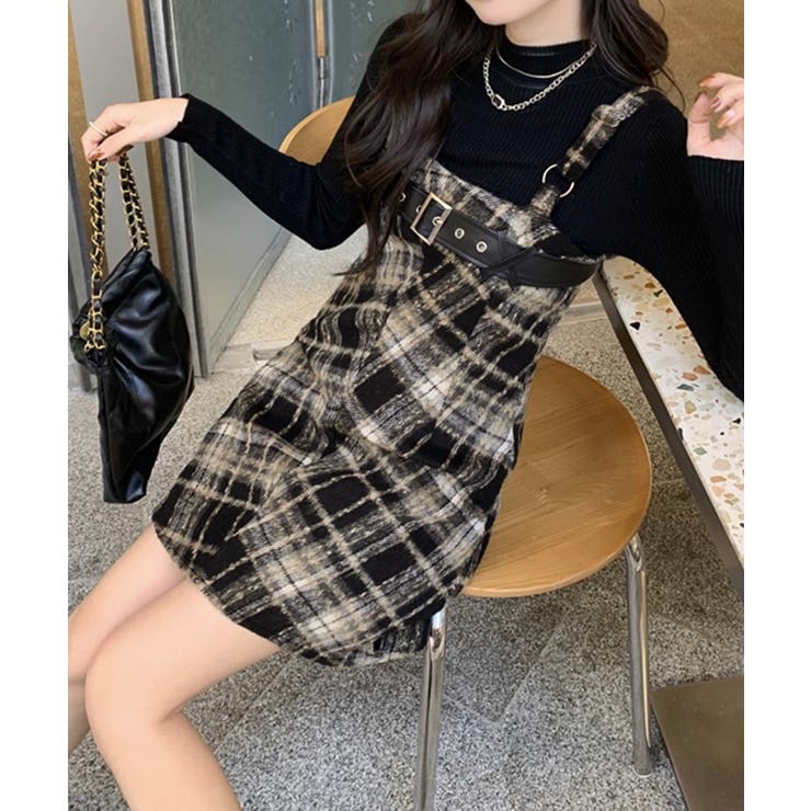 チェック柄サスペンダーワンピースベルト付 | SUNSHINE CLOSET | 詳細画像13 