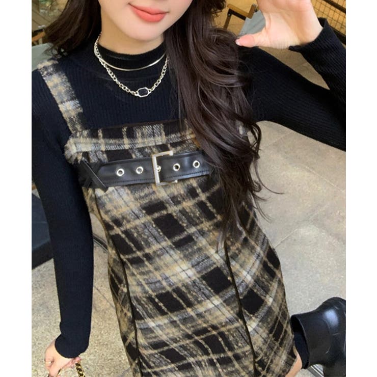 チェック柄サスペンダーワンピースベルト付 | SUNSHINE CLOSET | 詳細画像14 