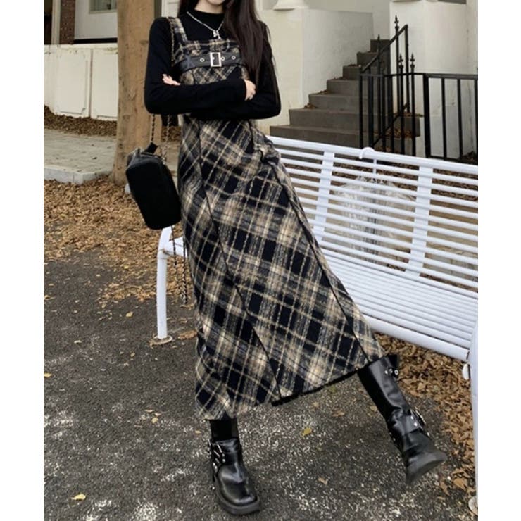 チェック柄サスペンダーワンピースベルト付 | SUNSHINE CLOSET | 詳細画像16 