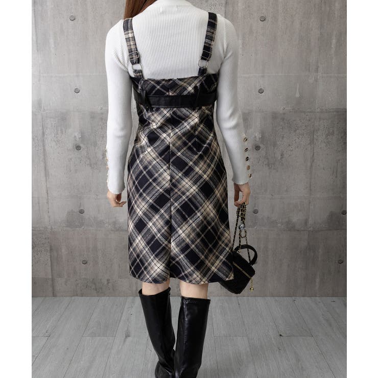 チェック柄サスペンダーワンピースベルト付 | SUNSHINE CLOSET | 詳細画像20 