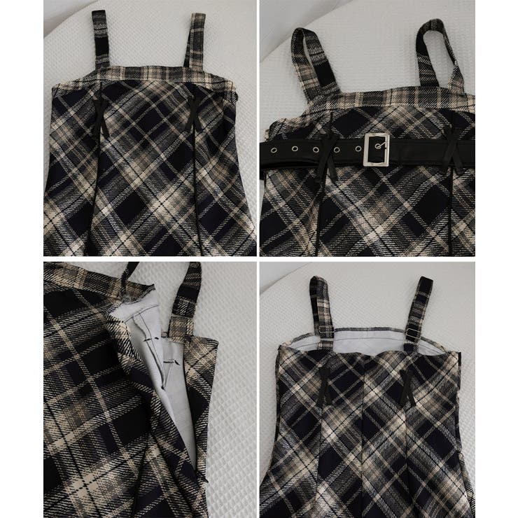 チェック柄サスペンダーワンピースベルト付 | SUNSHINE CLOSET | 詳細画像23 