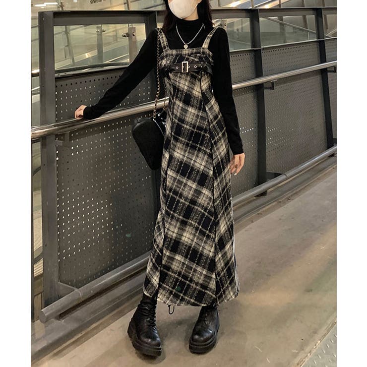 チェック柄サスペンダーワンピースベルト付 | SUNSHINE CLOSET | 詳細画像6 