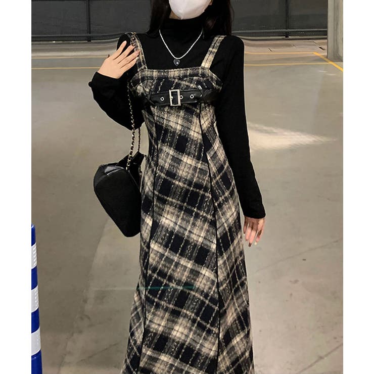 チェック柄サスペンダーワンピースベルト付 | SUNSHINE CLOSET | 詳細画像7 