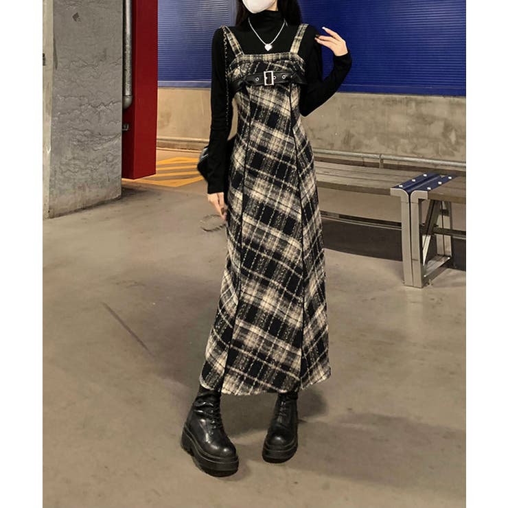 チェック柄サスペンダーワンピースベルト付 | SUNSHINE CLOSET | 詳細画像9 