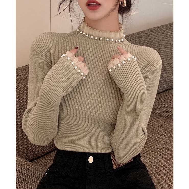 上品メロウプルオーバーレディース細身無地セーター大人可愛いフェミニンきれいめ韓国… | SUNSHINE CLOSET | 詳細画像1 