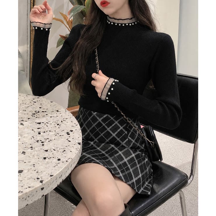 上品メロウプルオーバーレディース細身無地セーター大人可愛いフェミニンきれいめ韓国… | SUNSHINE CLOSET | 詳細画像2 