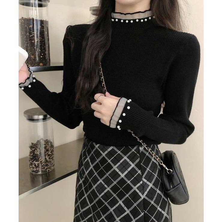 上品メロウプルオーバーレディース細身無地セーター大人可愛いフェミニンきれいめ韓国… | SUNSHINE CLOSET | 詳細画像4 