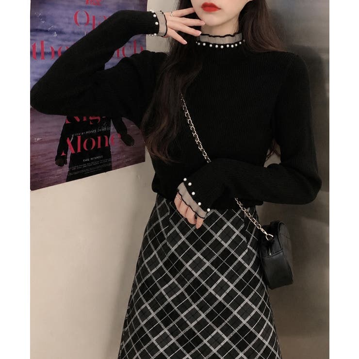 上品メロウプルオーバーレディース細身無地セーター大人可愛いフェミニンきれいめ韓国… | SUNSHINE CLOSET | 詳細画像5 