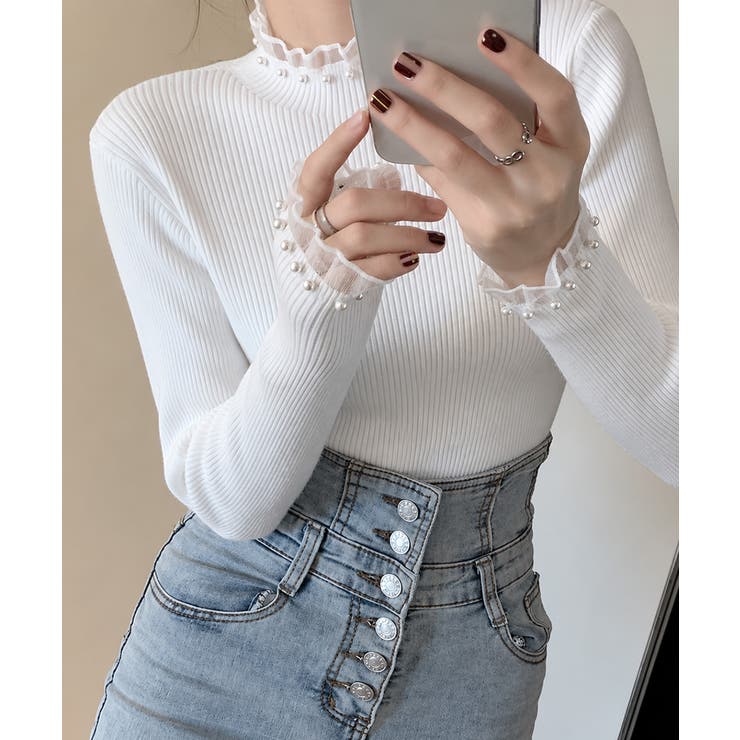 上品メロウプルオーバーレディース細身無地セーター大人可愛いフェミニンきれいめ韓国… | SUNSHINE CLOSET | 詳細画像7 