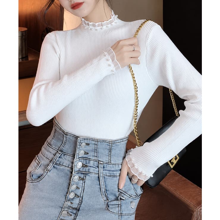 上品メロウプルオーバーレディース細身無地セーター大人可愛いフェミニンきれいめ韓国… | SUNSHINE CLOSET | 詳細画像8 