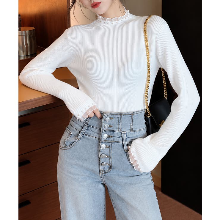 上品メロウプルオーバーレディース細身無地セーター大人可愛いフェミニンきれいめ韓国… | SUNSHINE CLOSET | 詳細画像9 