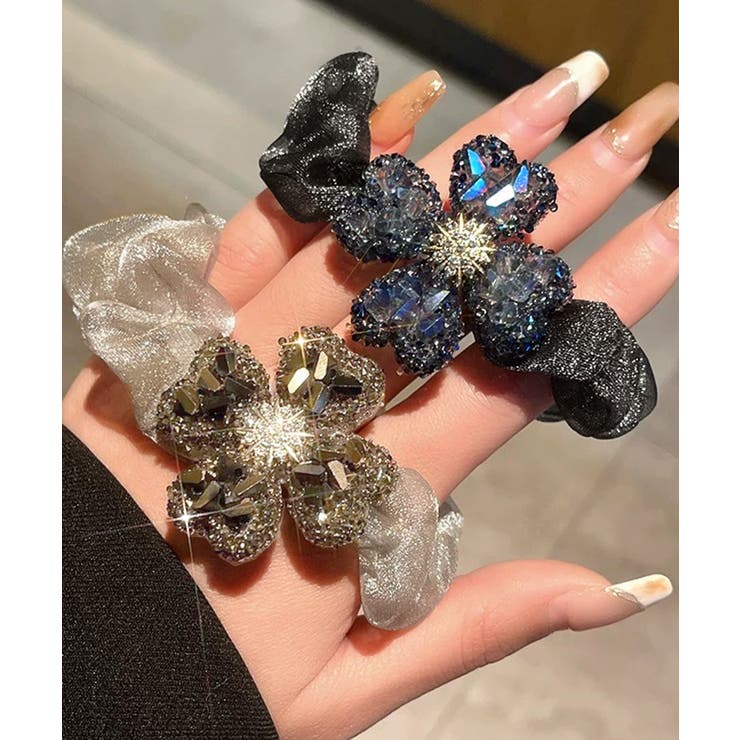 華やかな大ぶりオーガンジー髪飾り シアー素材ヘアアクセサリー韓国風ラインストーン… | SUNSHINE CLOSET | 詳細画像13 