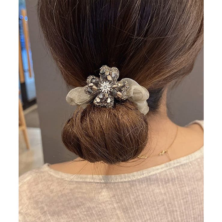 華やかな大ぶりオーガンジー髪飾り シアー素材ヘアアクセサリー韓国風ラインストーン… | SUNSHINE CLOSET | 詳細画像2 