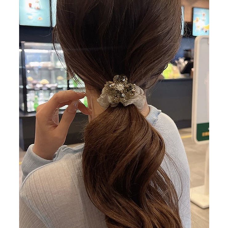 華やかな大ぶりオーガンジー髪飾り シアー素材ヘアアクセサリー韓国風ラインストーン… | SUNSHINE CLOSET | 詳細画像4 