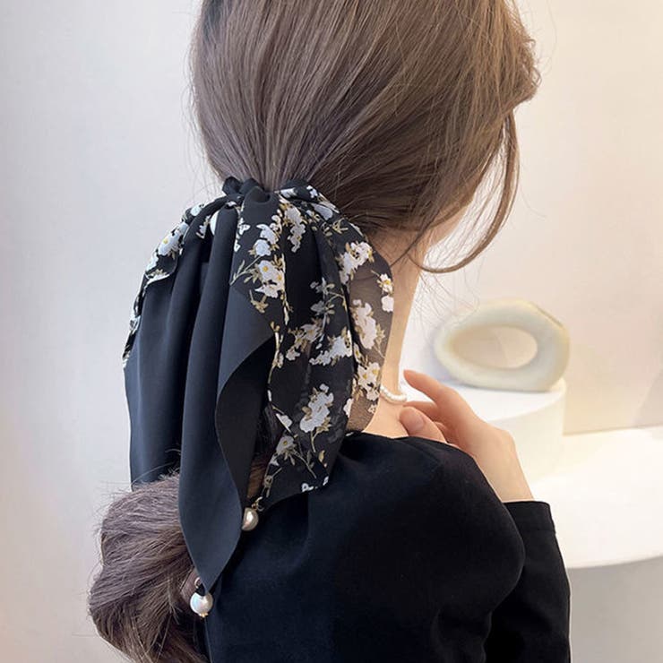 花柄 スカーフシュシュ春夏リボンヘアゴム | SUNSHINE CLOSET | 詳細画像4 