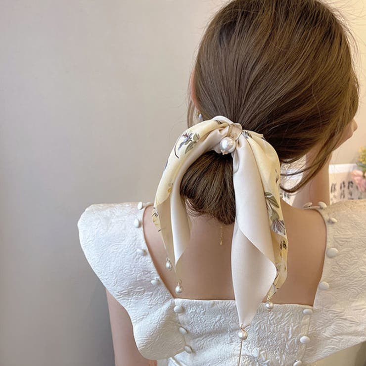 花柄 スカーフシュシュ春夏リボンヘアゴム | SUNSHINE CLOSET | 詳細画像8 