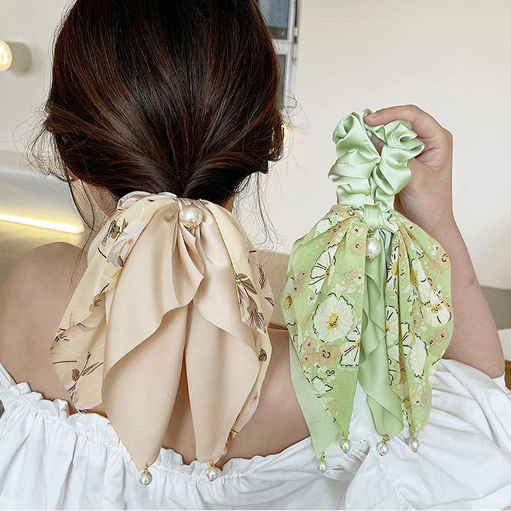 花柄 スカーフシュシュ春夏リボンヘアゴム | SUNSHINE CLOSET | 詳細画像9 