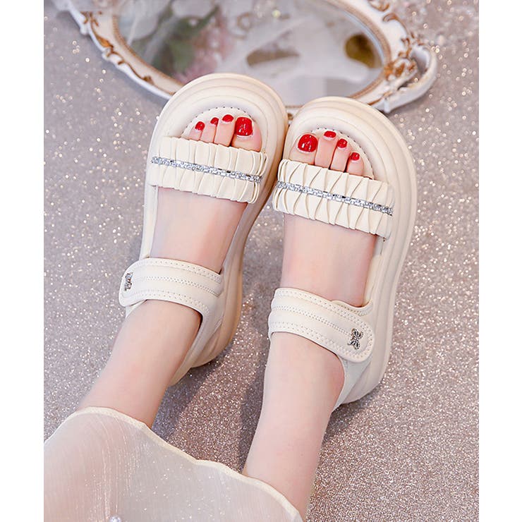 【唯一無二の個性★】CHANEL 厚底サンダル LibertyDoll サンダル レディース 厚底 軽量 大きめサイズ 4.5cm