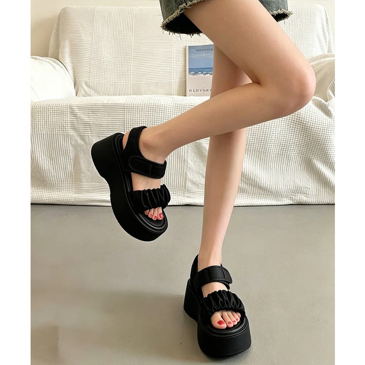 ボリュームソールスポサン フリルサンダルスタイルアップ プラットフォームスポーテ… | SUNSHINE CLOSET | 詳細画像12 