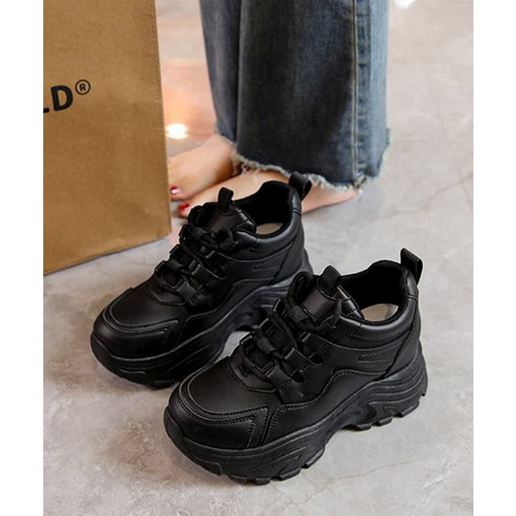 歩きやすい 痛くないダッドシューズ ローカットボリュームスニーカー白黒 | SUNSHINE CLOSET | 詳細画像10 