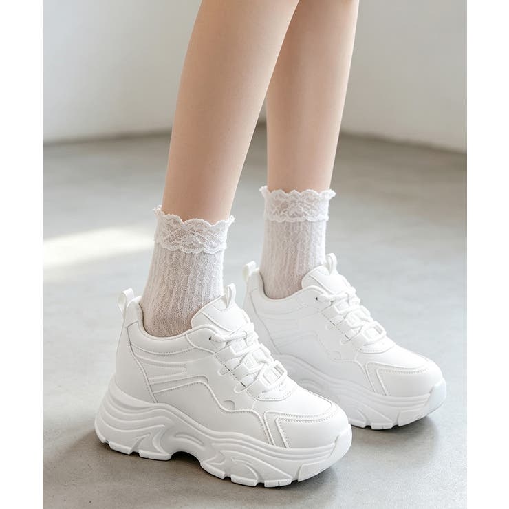 歩きやすい 痛くないダッドシューズ ローカットボリュームスニーカー白黒 | SUNSHINE CLOSET | 詳細画像5 