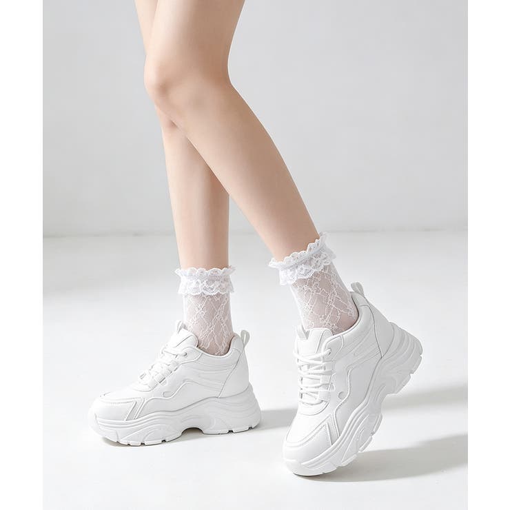 歩きやすい 痛くないダッドシューズ ローカットボリュームスニーカー白黒 | SUNSHINE CLOSET | 詳細画像6 