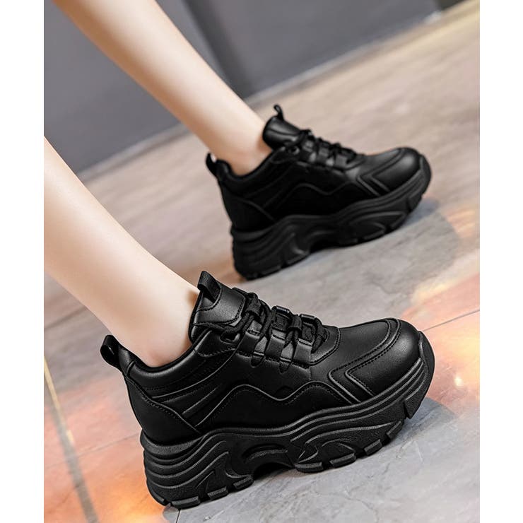 歩きやすい 痛くないダッドシューズ ローカットボリュームスニーカー白黒 | SUNSHINE CLOSET | 詳細画像7 