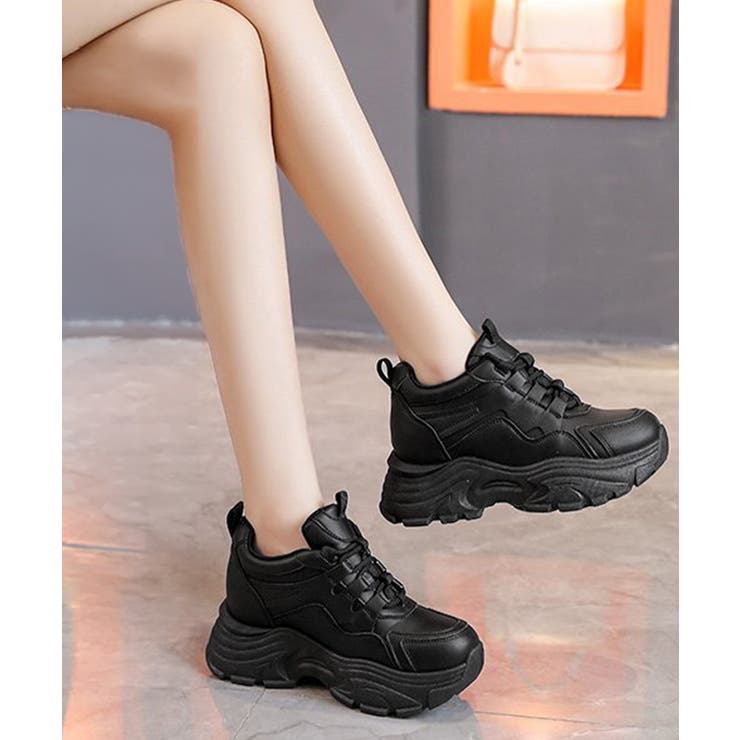 歩きやすい 痛くないダッドシューズ ローカットボリュームスニーカー白黒 | SUNSHINE CLOSET | 詳細画像9 