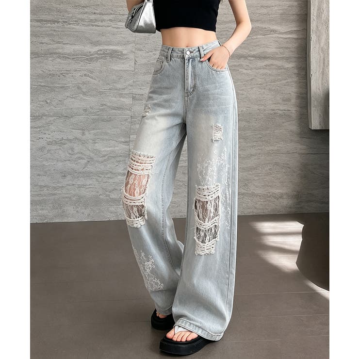 レディース ハイウエストヴィンテージジーンズ クラッシュレトロジーパン着やせ | SUNSHINE CLOSET | 詳細画像1 