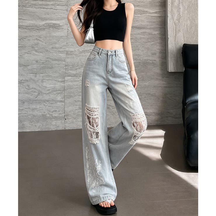 レディース ハイウエストヴィンテージジーンズ クラッシュレトロジーパン着やせ | SUNSHINE CLOSET | 詳細画像12 