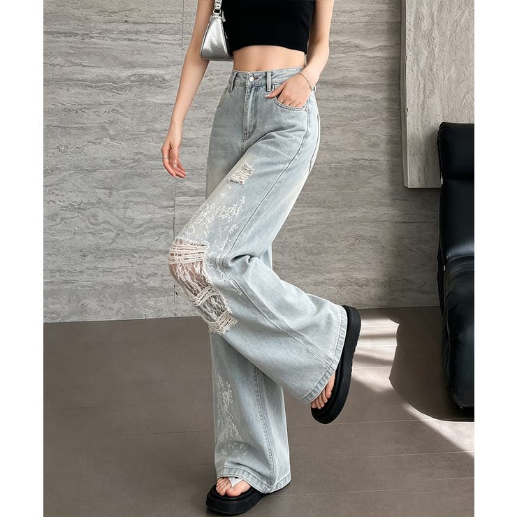 レディース ハイウエストヴィンテージジーンズ クラッシュレトロジーパン着やせ | SUNSHINE CLOSET | 詳細画像13 