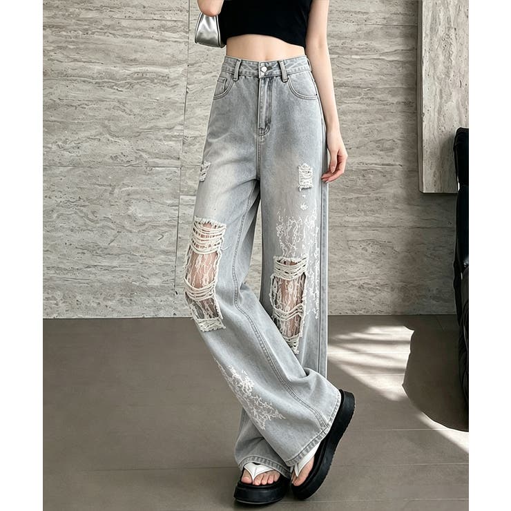 レディース ハイウエストヴィンテージジーンズ クラッシュレトロジーパン着やせ | SUNSHINE CLOSET | 詳細画像4 