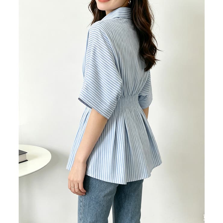 半袖シャツレディース ウエストシェイプトップス 大人可愛いチュニックシャツ | SUNSHINE CLOSET | 詳細画像10 