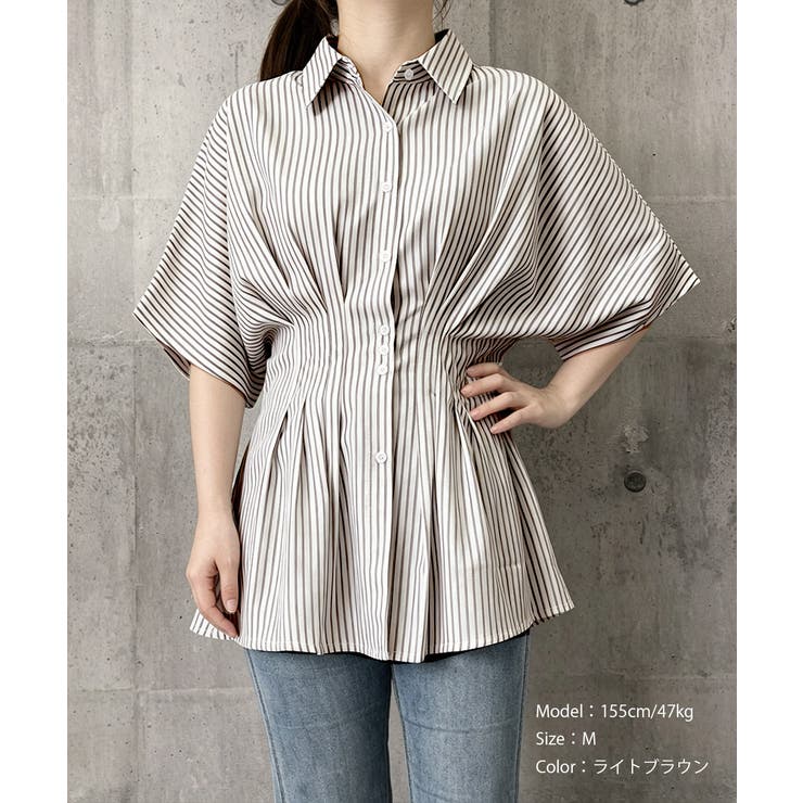 半袖シャツレディース ウエストシェイプトップス 大人可愛いチュニックシャツ | SUNSHINE CLOSET | 詳細画像15 